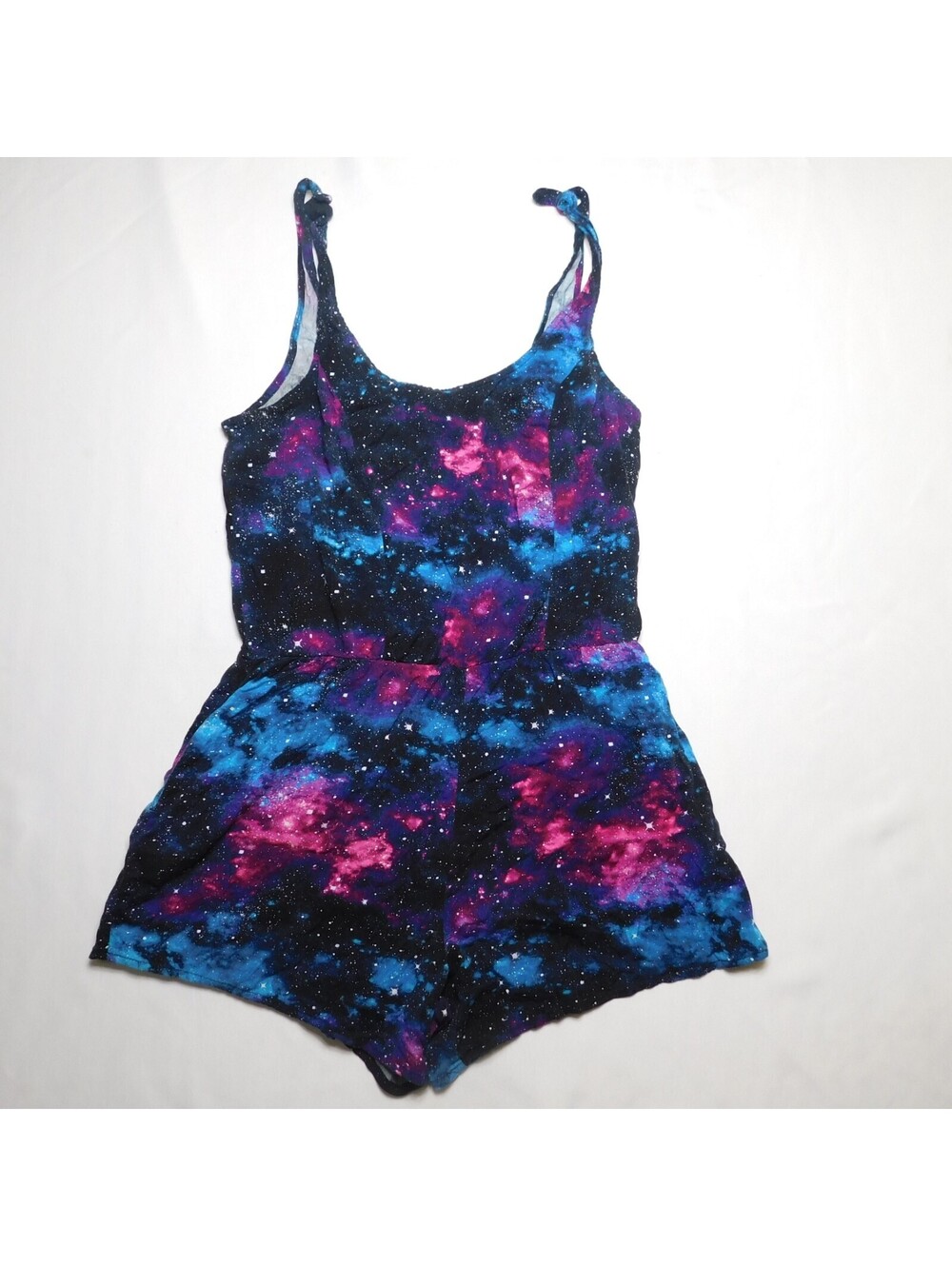 Hot Topic Galaxy Romper Women's Large LG Purple Blue Nebula Space Celestial Rayo